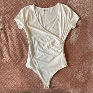 White Abercrombie & Fitch Crossover Bodysuit